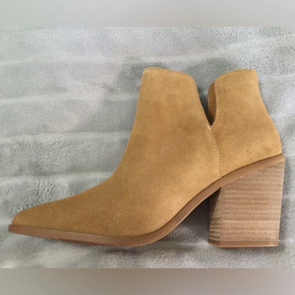 Lisa Vicky Saddle Split Block Heeled Tan Ankle Boots